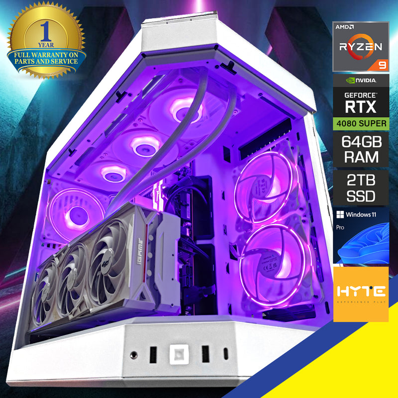 Ultra Y60 White Gaming PC | AMD Ryzen 9 7900X | 64GB RAM | 2TB SSD | RTX 4080 Super | Windows 11 Desktop