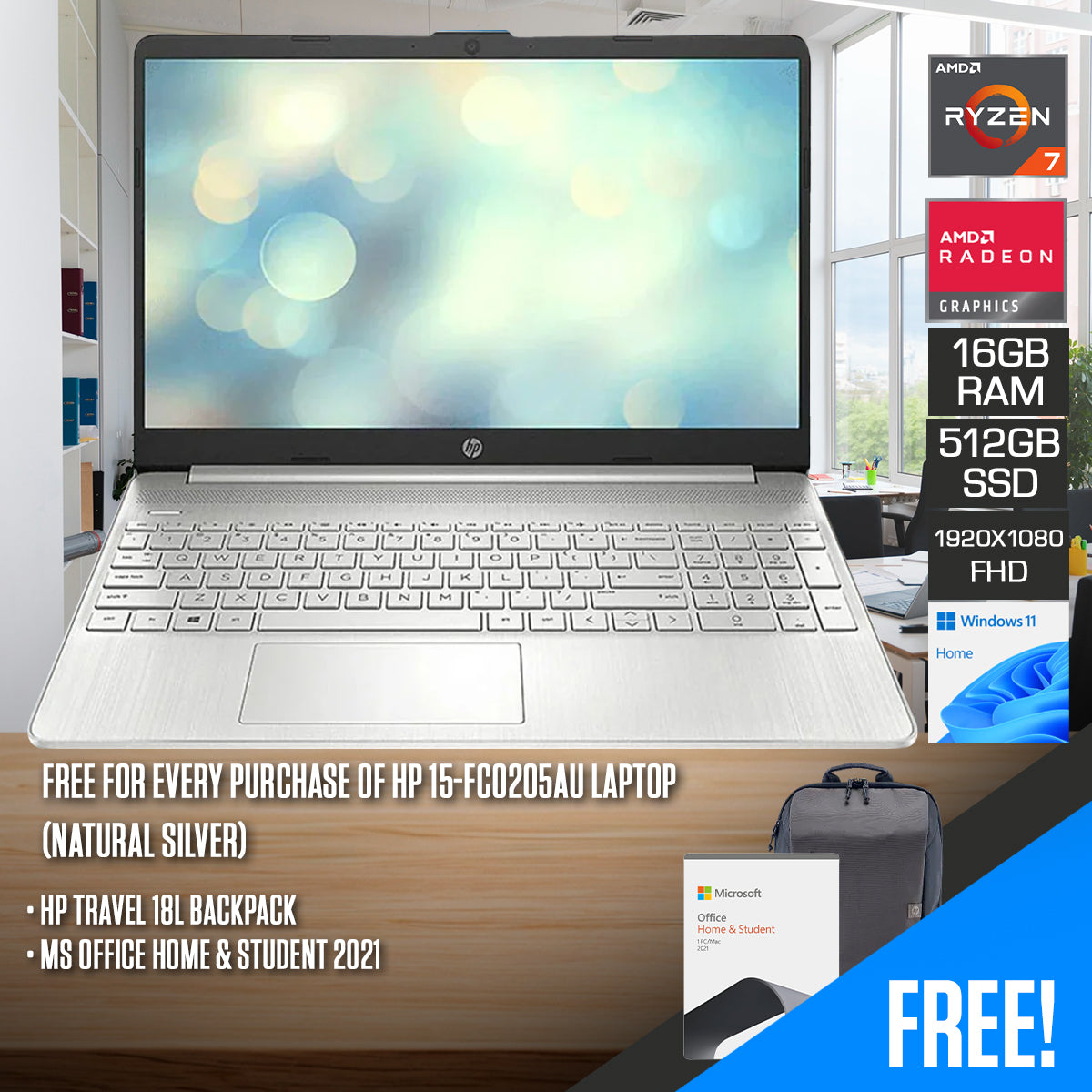 HP 15-FC0205AU Laptop (Natural Silver) 
