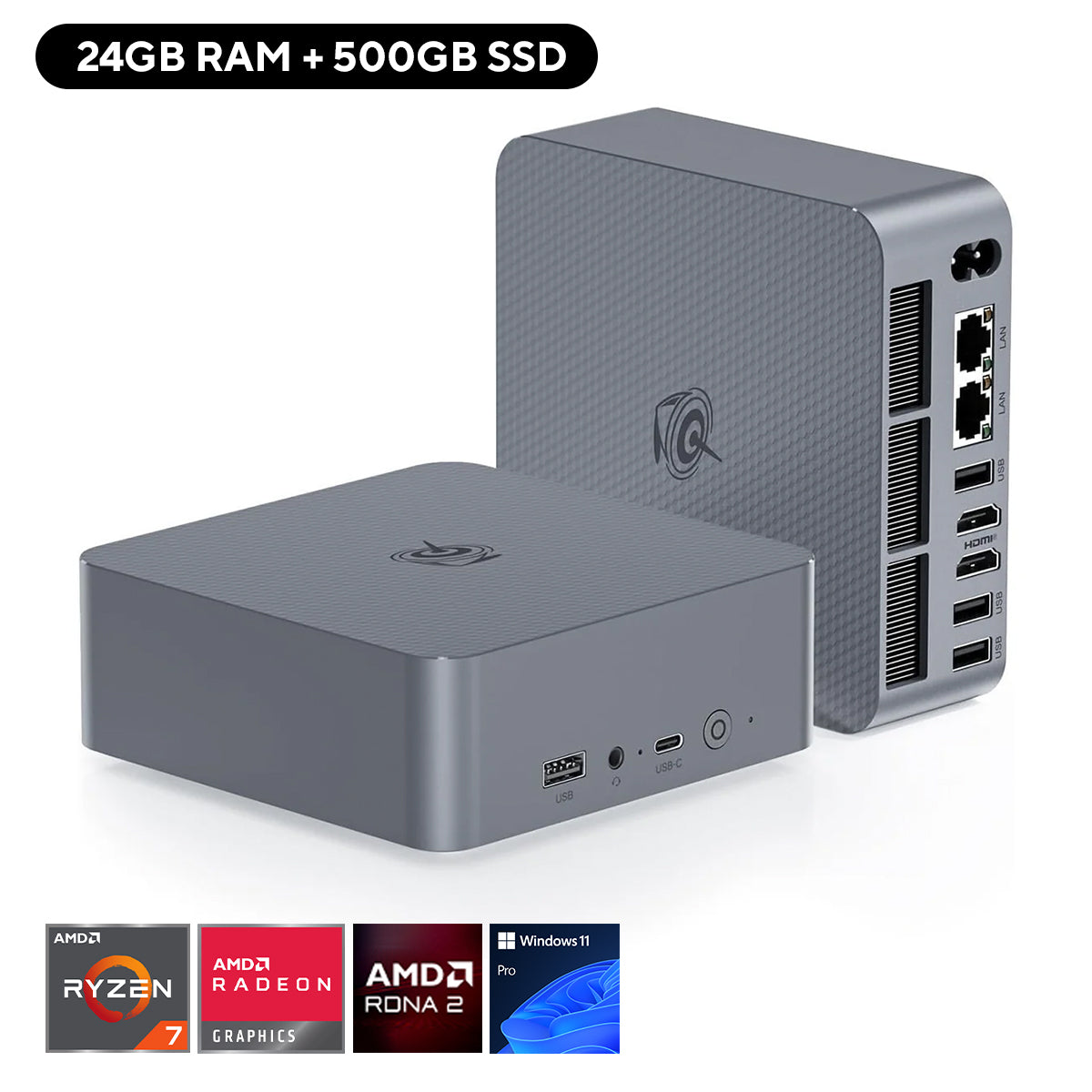 Beelink EQR6-LP AMD Ryzen 7 6800U Processor (24GB RAM+500GB SSD | 32GB RAM+1TB SSD) Windows 11 Pro