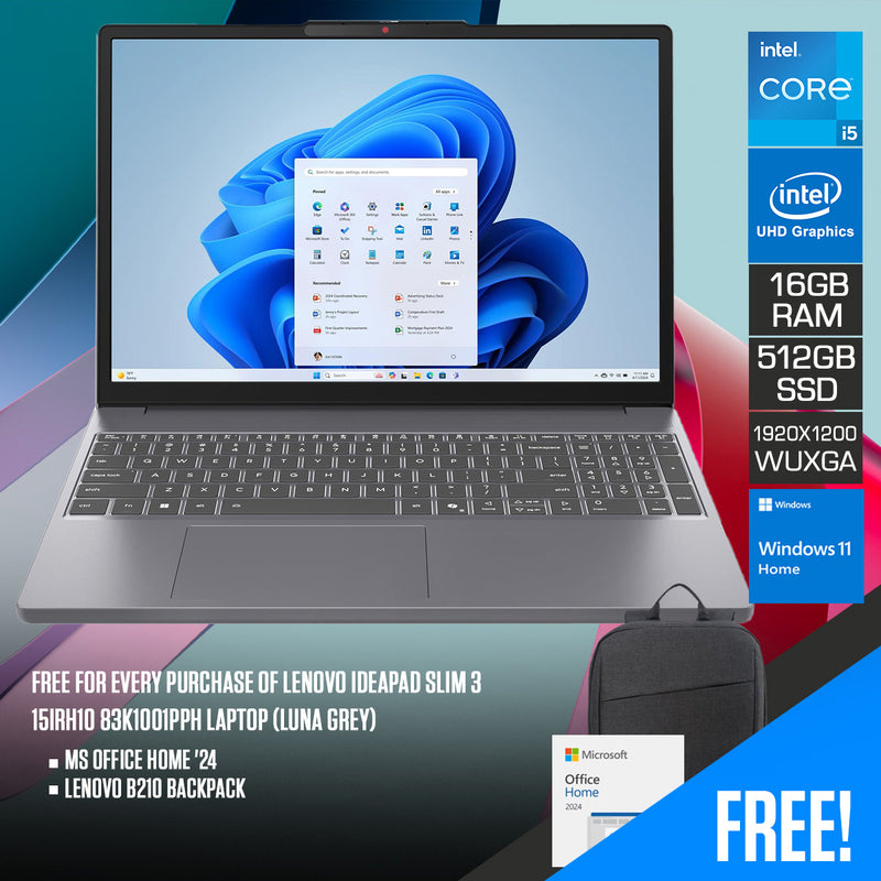 Lenovo IdeaPad Slim 3 15IRH10 83K1001PPH Laptop (Luna Grey)