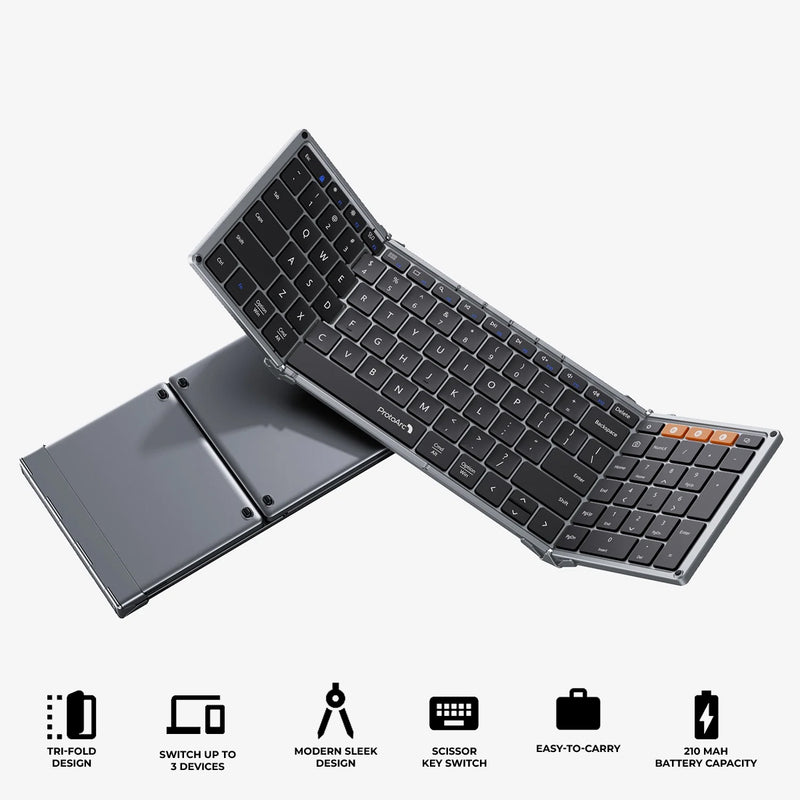 ProtoArc XK01 Foldable Full-Size Bluetooth Keyboard (Space Grey) (CP012683)