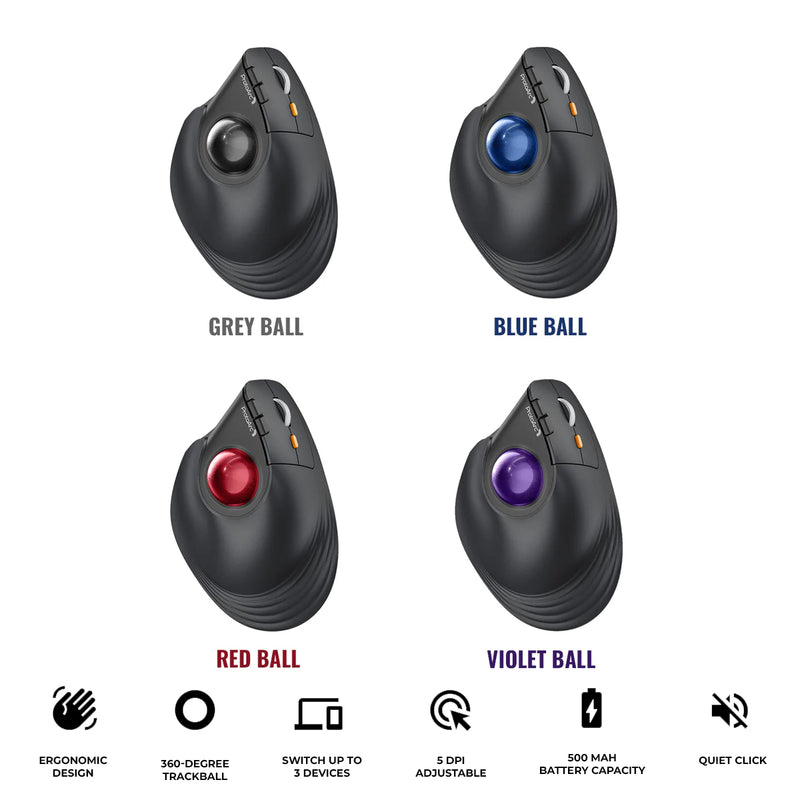 ProtoArc EM05 NL Ergonomic Vertical Wireless Trackball Mouse