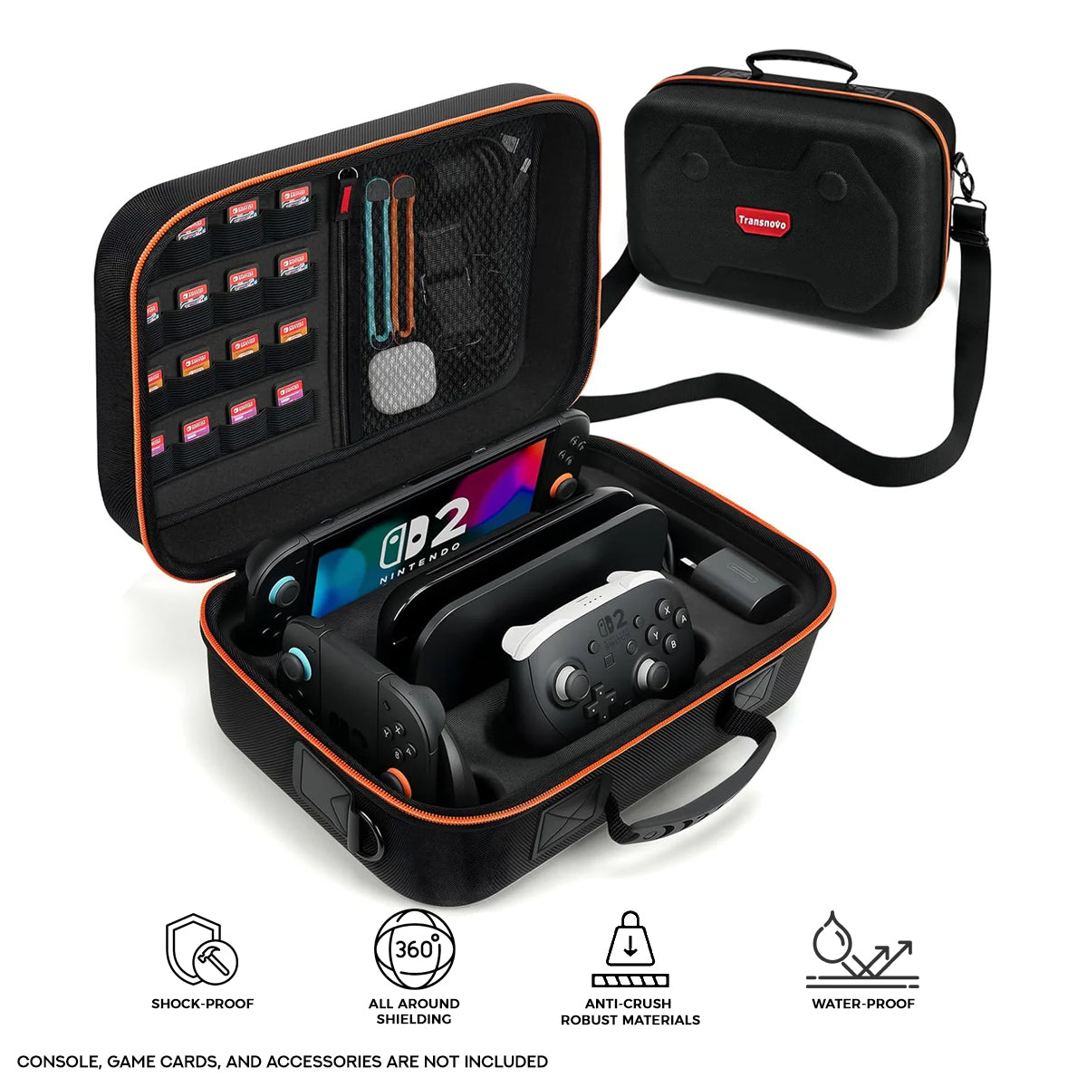 Transnovo All-in-One Travel Carrying Case for Nintendo Switch 2 (Black) (NS2-CC04)