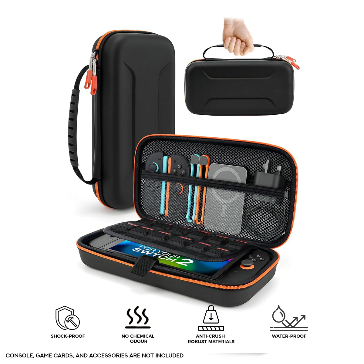 Transnovo PU leather Travel Carrying Case for Nintendo Switch 2 (Black) (NS2-CC06-1)
