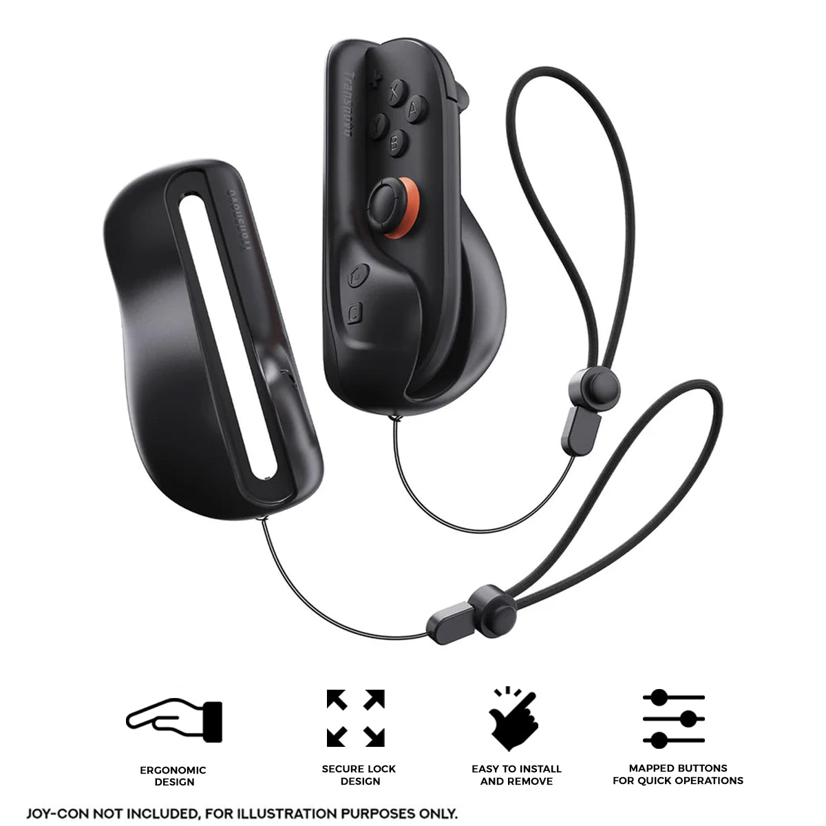 Transnovo Ergonomic Mouse Grip 2-Pack for Nintendo Switch 2 (Black) (NS2-GA06)