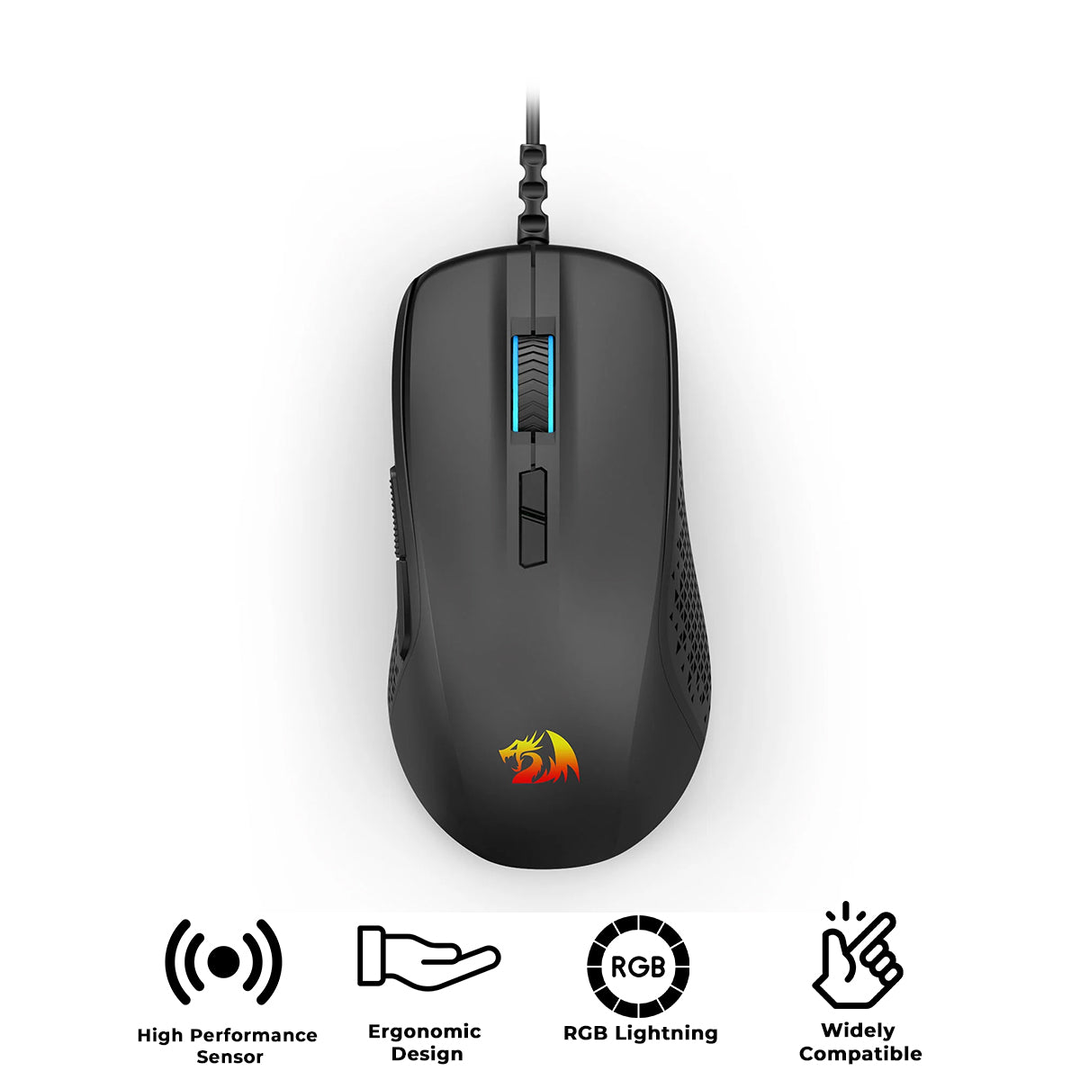 Redragon Stormrage Air M718 12800DPI Ergonomic Wired Gaming Mouse (Black)