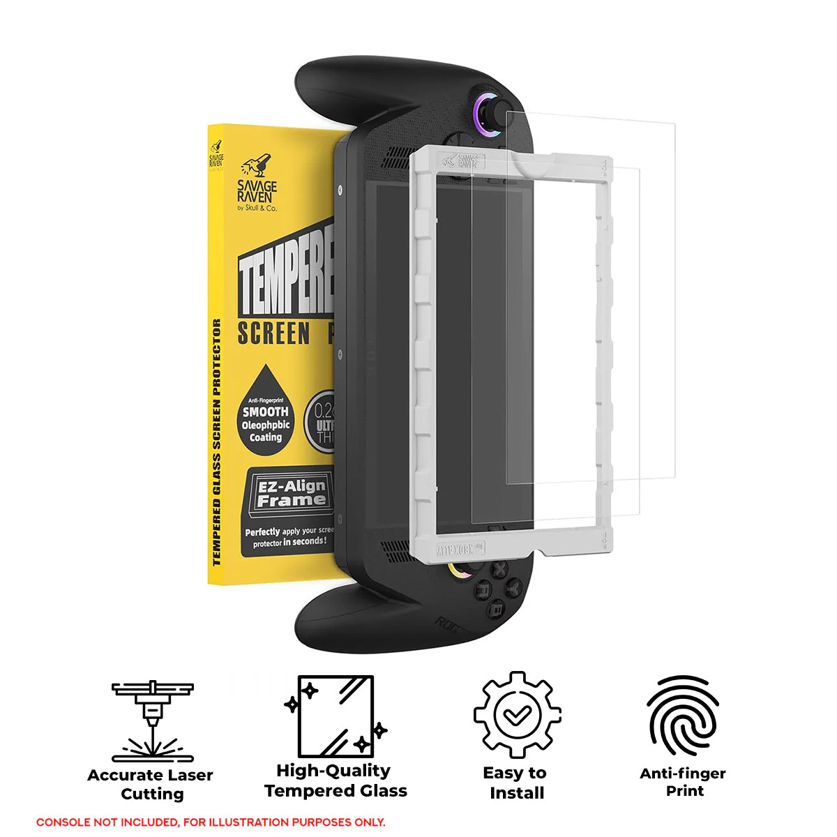 Skull & Co. Tempered Glass Screen Protector 9H Hardness / 0.26mm Ultra Thin with EZ-Align Frame 2-Pack for ROG Xbox Ally X / ROG Xbox Ally (XBSP2-P-G)