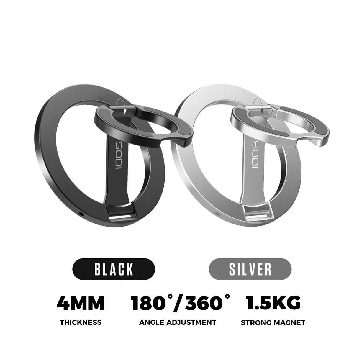 SODI ST04 Double Side Magnetic Ring (Black, Silver)