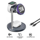 SODI T13W Qi2 25W 3-in-1 Wireless Charger with Silent Cooling Fan for iPhone, Watch & Earbuds (Grey)
