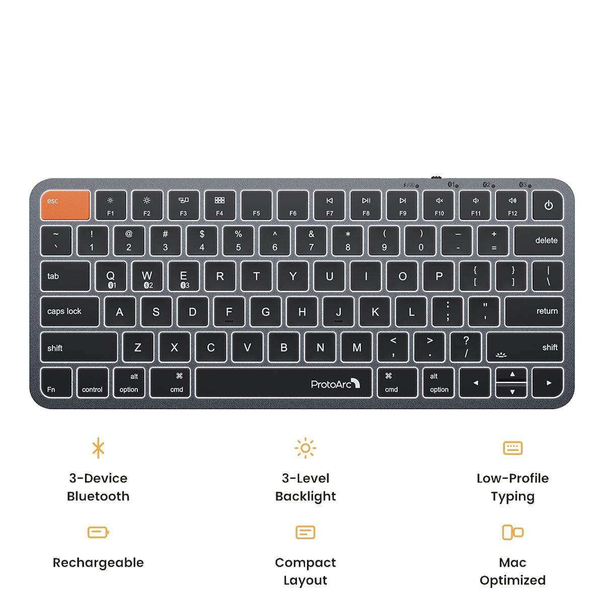 ProtoArc K90-A Multi-Device Backlit Bluetooth Mac Keyboard (Space Grey) (CP016998)