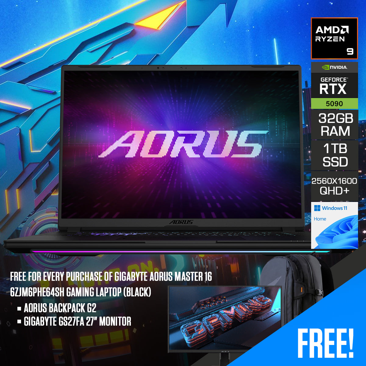 Gigabyte Aorus Master 16 6ZJM6PHE64SH Gaming Laptop (Black)