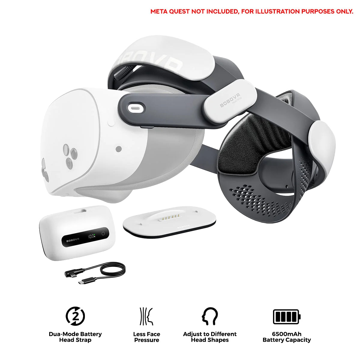 BoboVR M3 Pro+ Battery Strap Compatible w/ Meta Quest 3/3S