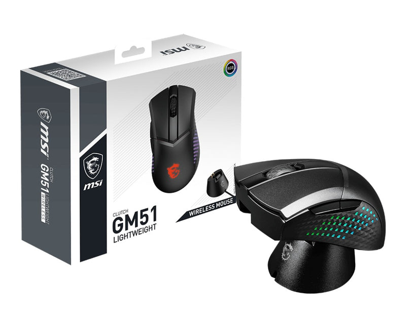 MSI Clutch GM51 Lightweight Wireless Gaming Mouse With Charging Dock