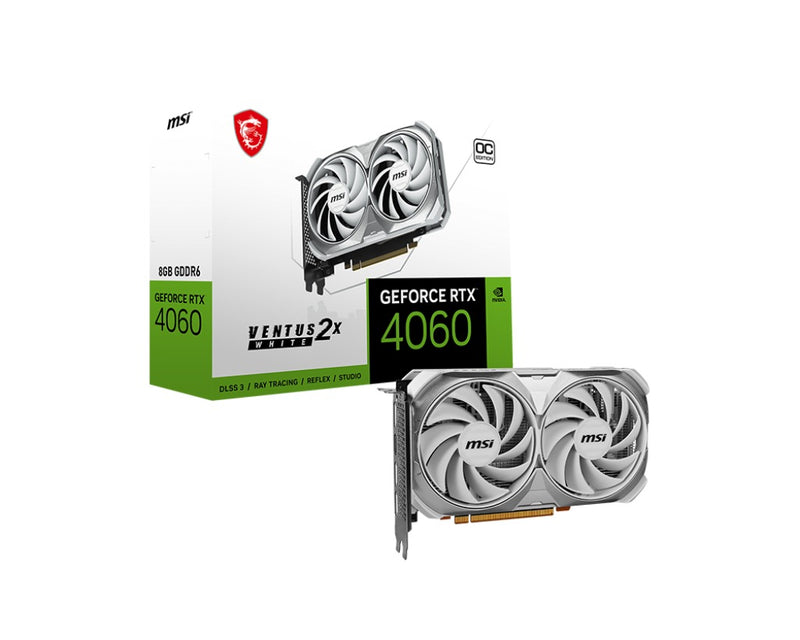 MSI GeForce RTX 4060 Ventus 2X 8G OC GDDR6 Graphics Card (White)