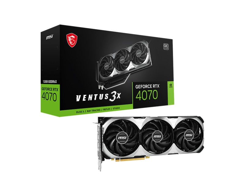 MSI GeForce RTX 4070 Ventus 3x 12GB OC GDDR6X Graphics Card