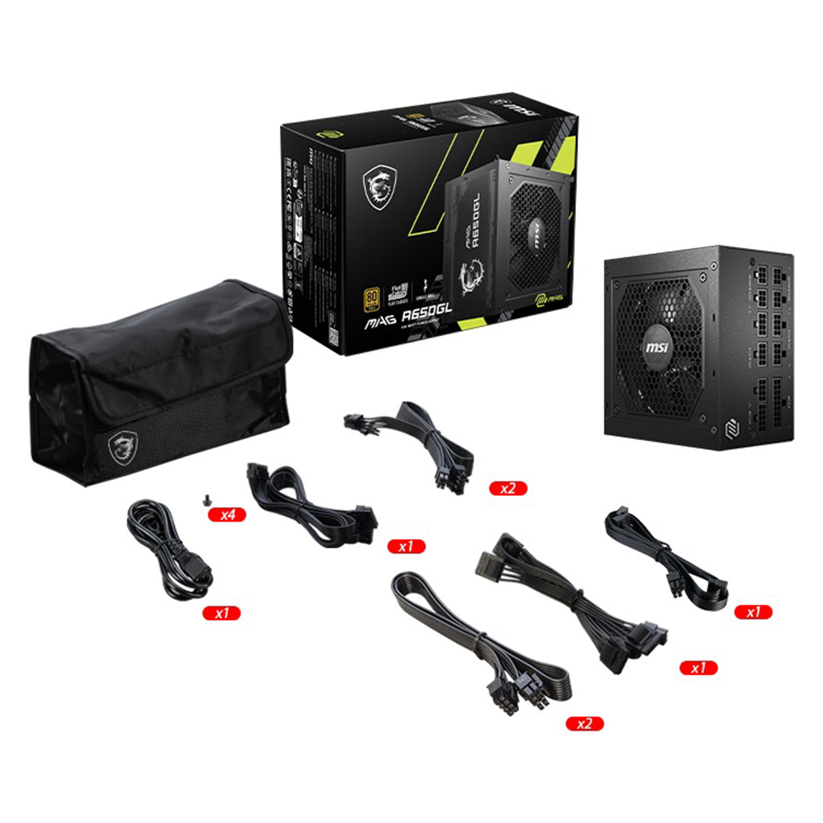 MSI MAG A650GL 650W 80+ Gold Non-Modular Power Supply