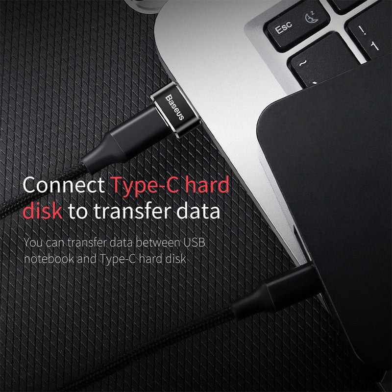 Baseus Mini Type-C Female to USB Male Adapter Converter (Black) (CAAOTG-01)