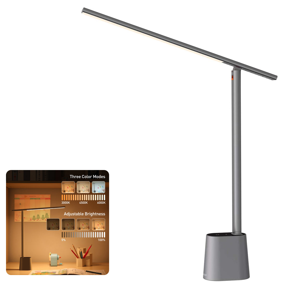 Baseus Smart Eye Series Rechargeable Folding Reading Desk Lamp Smart Light (Dark Grey, White) (DGZG-0G, DGZG-02)
