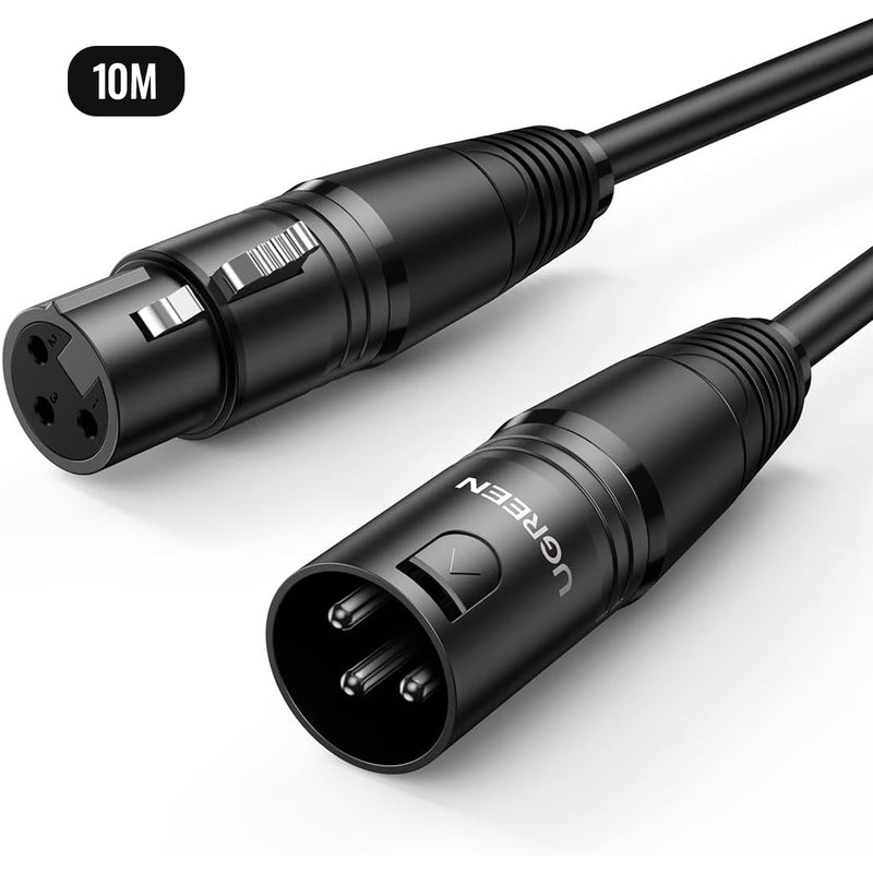 Ugreen XLR Male To Female Microphone Extension Audio Cable - (Black) (1M, 10M) (AV130/20708, AV130/20714)