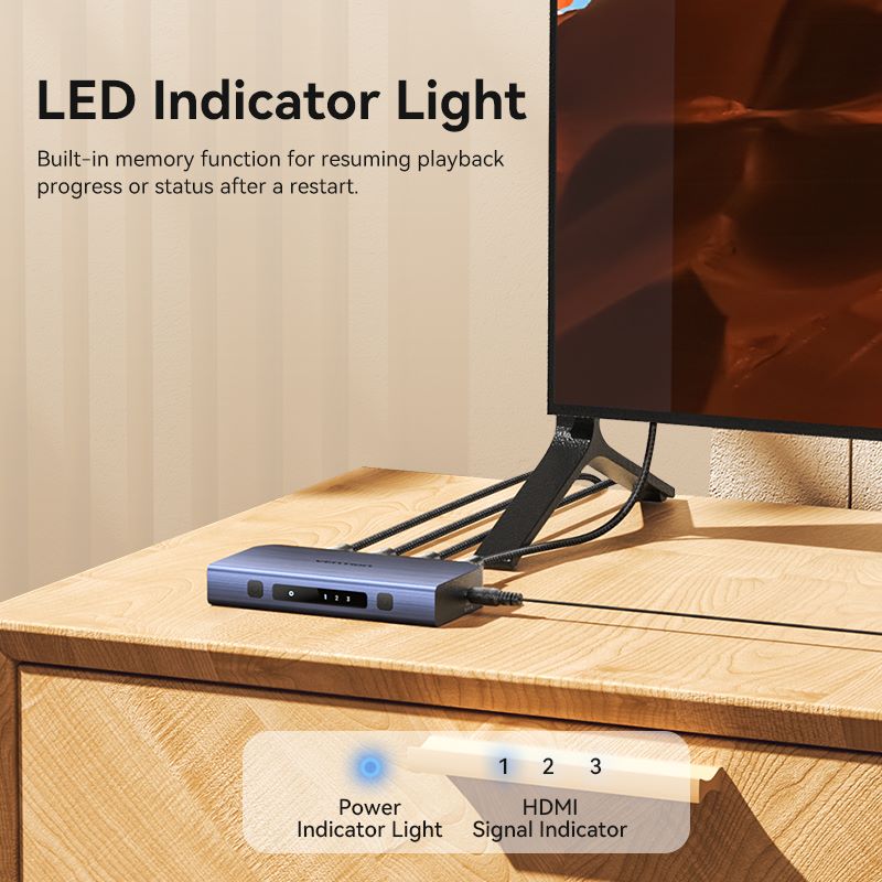 Vention 3-in-1 Out HDMI Switcher (Gray Aluminum Alloy Type, Blue Aluminum Alloy Type)