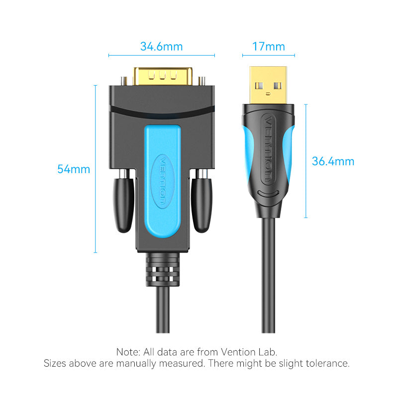 Vention USB to RS232 Serial Adapter - 2M (Black) (VAS-C02-B200)