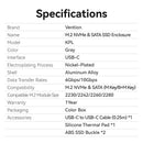 Vention M.2 NVMe & SATA SSD Enclosure (USB 3.2 Gen 2-C) with Heat Sink