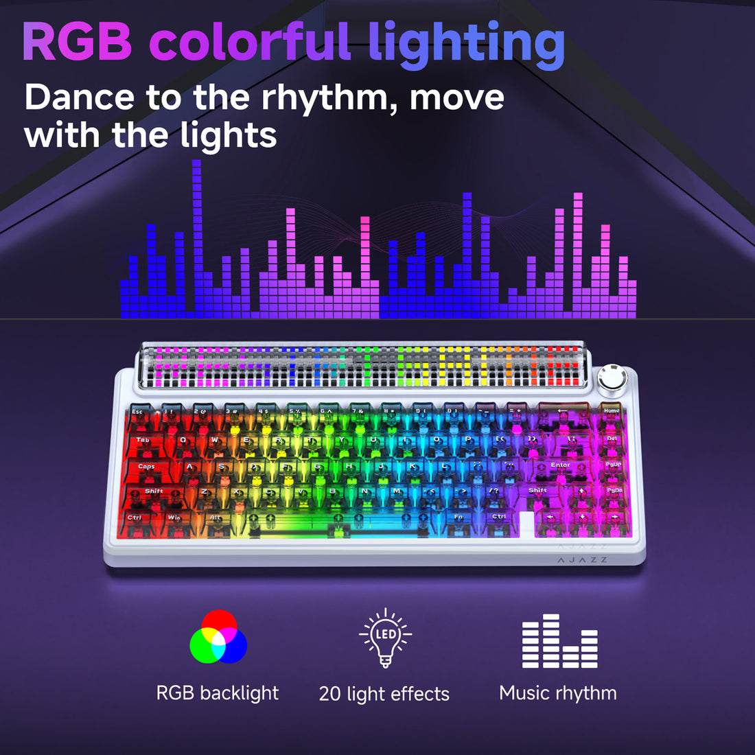 Ajazz Pixel68 Dot Matrix Large Screen RGB Tri-Mode Mechanical Keyboard