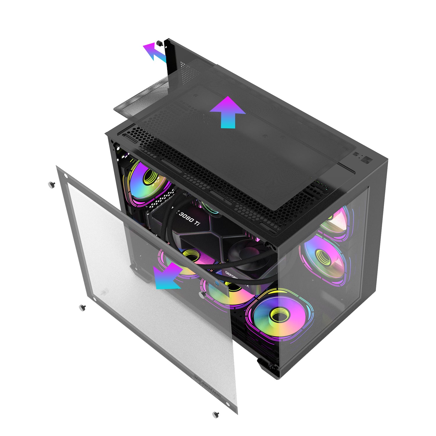 DarkFlash C285MP Exquisite M-ATX PC Case Tempered Glass Panoramic Side Transparent (Black)
