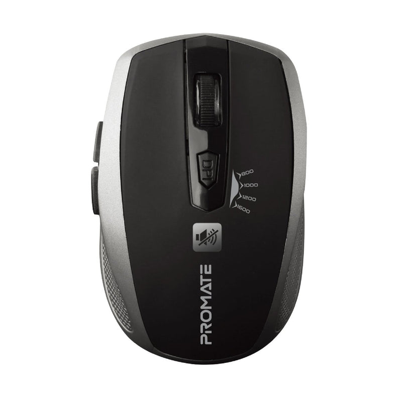 Promate Breeze 1600DPI Silent Switch Streamlined Wireless Mouse (Silver)
