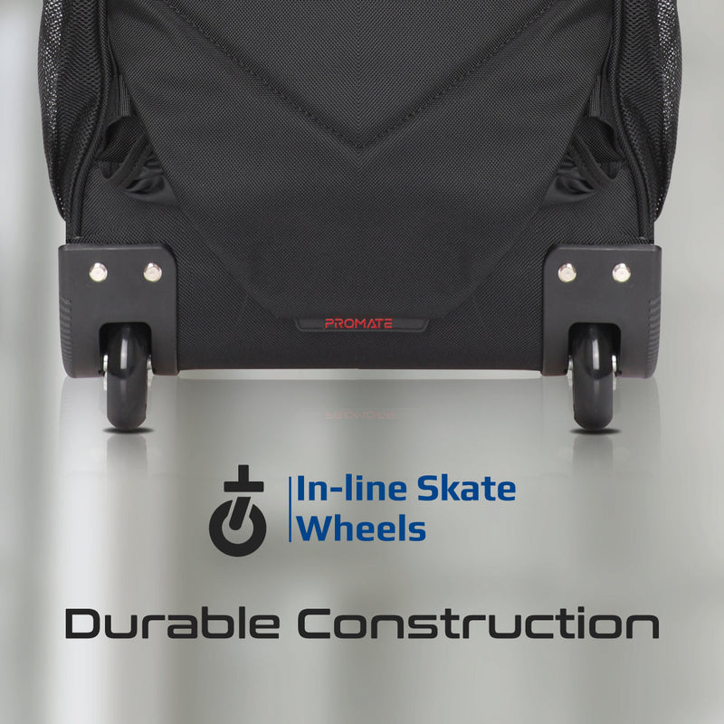 Promate Compact-TR 2-in-1 Large Capacity Trolley Bag Multiple Compartment for 15.6" Laptops