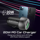 Promate DriveGear-20W 20W USB-C & USB-A Quick Charging Mini Car Charger