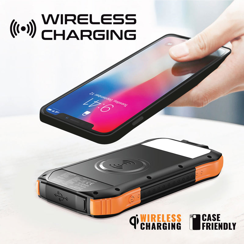 Promate SolarTank-10PDQI 10000mAH 20W Wireless Charging Rugged Ecolight Solar 5-in-1 Power Bank