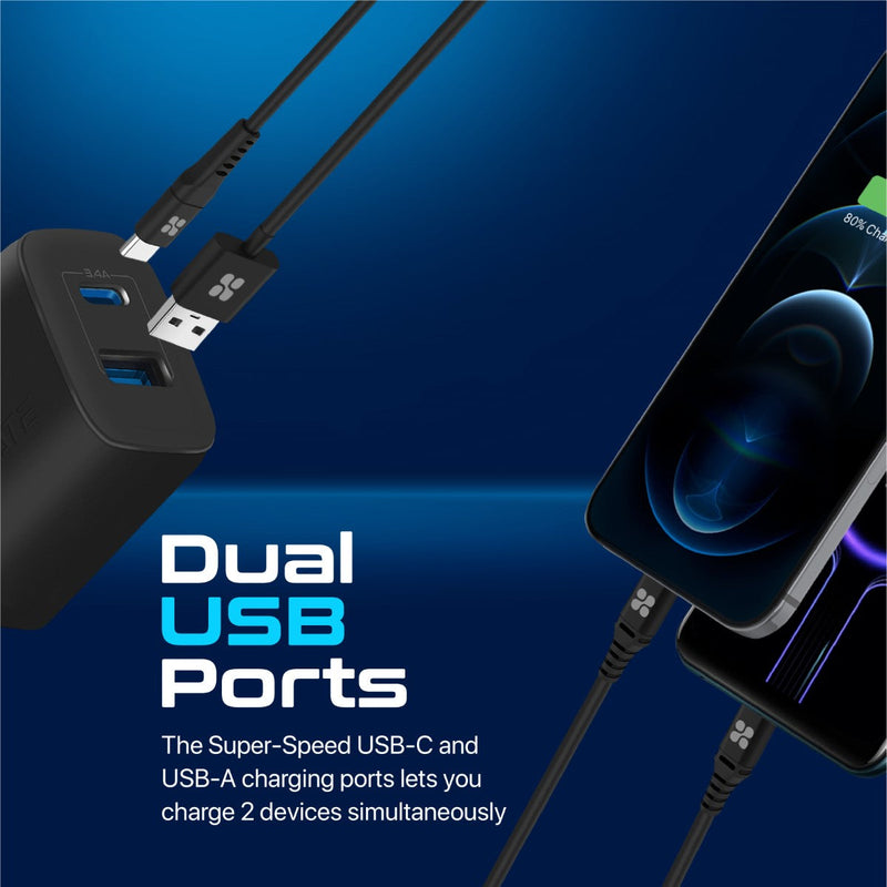 Biplug Evolution Line Promate Biplug-2 Ultra Compact Dual Port 17W Fast Charger USB-C USB-A ...