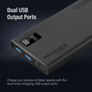 Promate PRO Dual USB-A USB-C Output Smart Super Charging Super Slim Power Bank Black