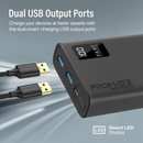 Promate PRO Dual USB-A USB-C Output Smart Super Charging Super Slim Power Bank Black