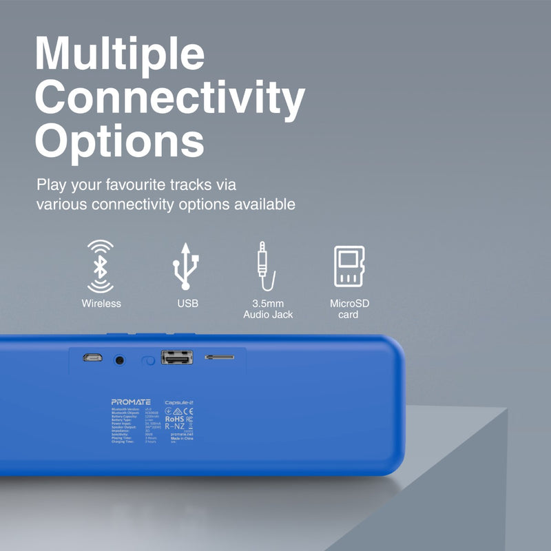 Promate Capsule-2 Crystal Sound HD Wireless Speaker (Blue)