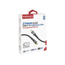 Promate Transline-Ci 27Watts Power Delivery USB-C to Lightning Cable Transparent Shells (Black)