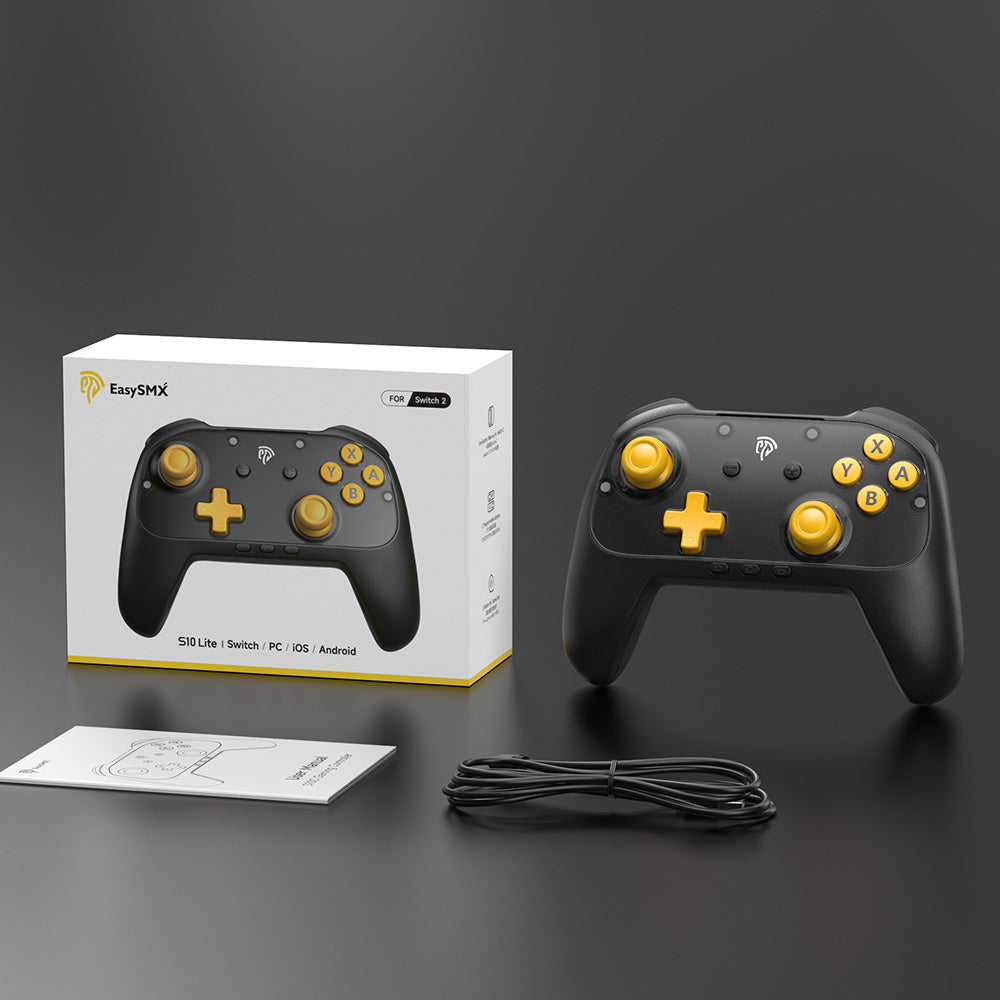 EasySMX S10 Lite Gaming Controller with Hall Effect Microswitch 9-Axis Precision for Nintendo Switch 2/PC/SteamDeck/iOS/Android (Black, Blue, Pink)