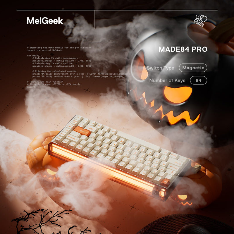 MelGeek MADE84 Pro DIY Magnetic Gaming Keyboard Linear Switch (Orange) (MADE84P-OL-0204)