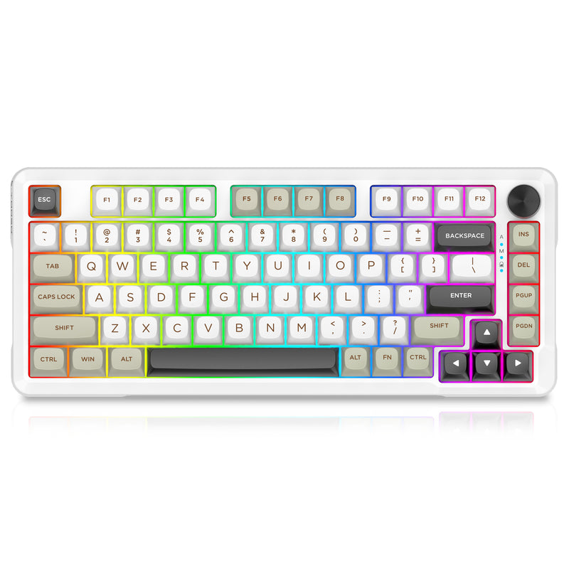 E-Yooso Z-82 RGB 81-Keys Tri-Mode Mechanical Keyboard White/Grey/Black (Silverwood Switch)