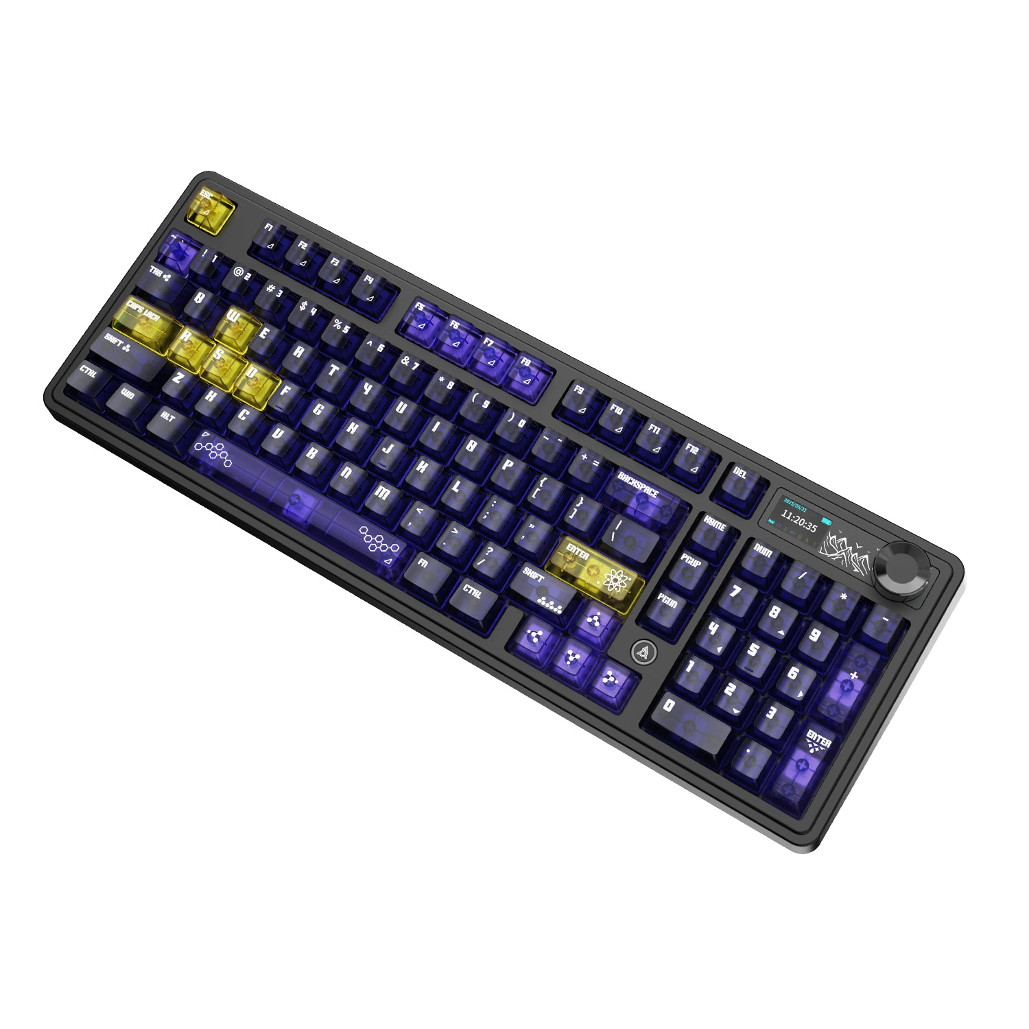 Ajazz AK980 V2 Pro RGB Tri-Mode Mechanical Keyboard (Transparent Yellow Purple Deep Purple) (Lichee Switch)