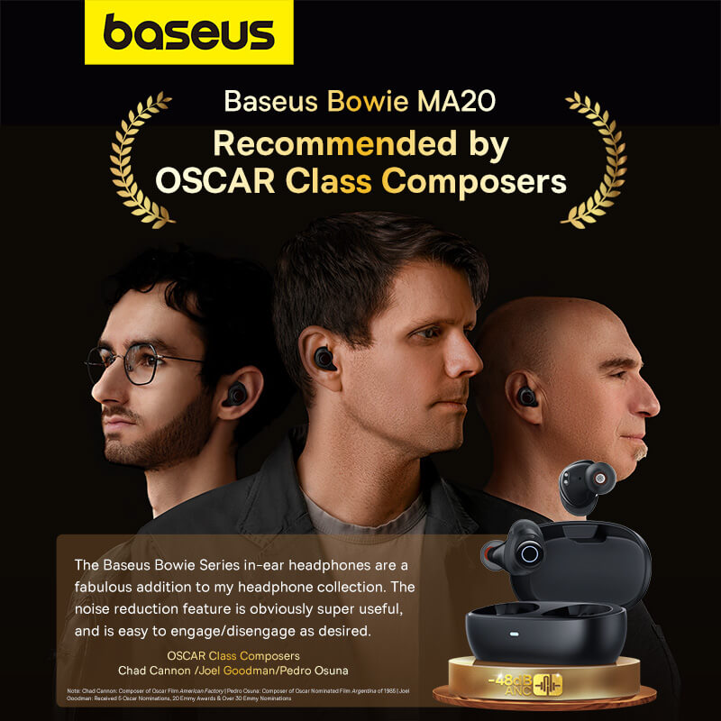 Baseus Bowie MA20 Noise-Cancellation True Wireless Earphone (Cluster Black) (A00054600113-00)