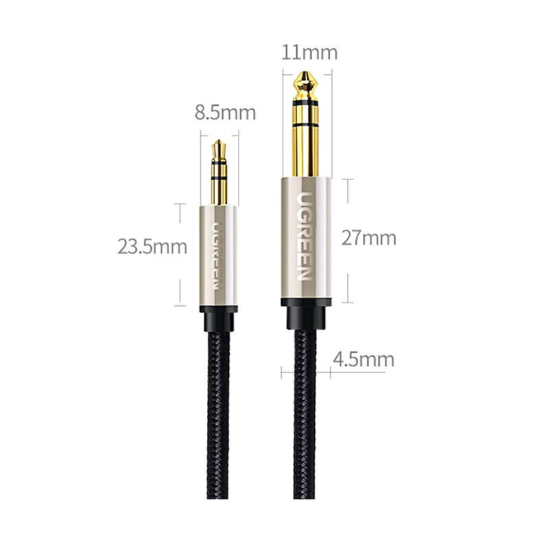 Ugreen 3.5mm Male To 6.35mm TRS Stereo Audio Cable - 1M (Gray) (AV127/10625)