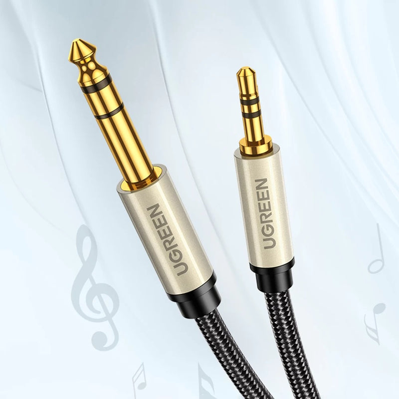 Ugreen 3.5mm Male To 6.35mm TRS Stereo Audio Cable - 1M (Gray) (AV127/10625)