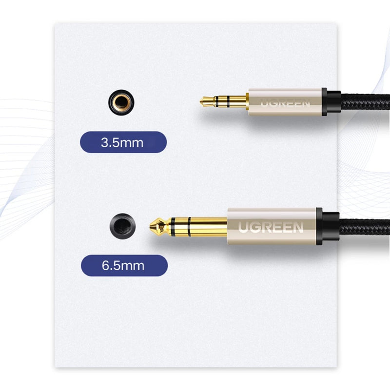 Ugreen 3.5mm Male To 6.35mm TRS Stereo Audio Cable - 1M (Gray) (AV127/10625)