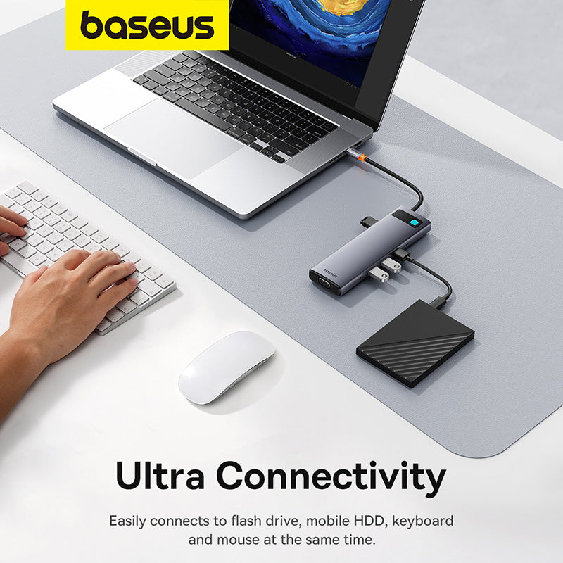 Baseus Metal Gleam Series 11-Port Hub USB-C to HDMI 4K@60Hz + VGA + 3xUSB 3.0 + USB 2.0 + USB-C PD