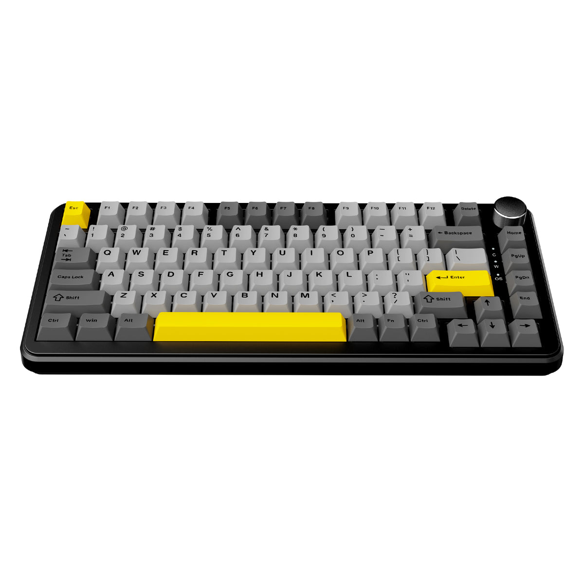 Ajazz AK820 Max RGB Wired 75% 82-Keys Gasket-mounted South Facing Hot Swappable Mechanical Keyboard Knob FR4 PCB (Black/Grey/Yellow) (Magnetic Switch)