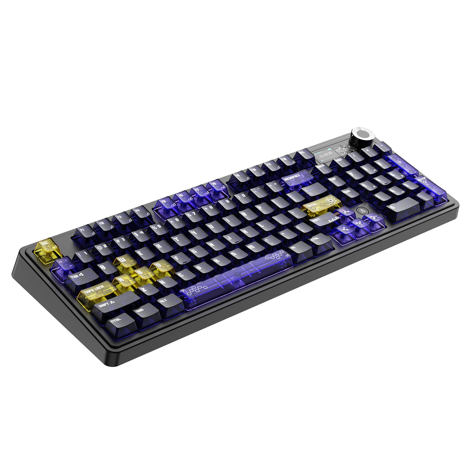 Ajazz AK980 V2 Pro RGB Tri-Mode Mechanical Keyboard (Transparent Yellow Purple Deep Purple) (Lichee Switch)