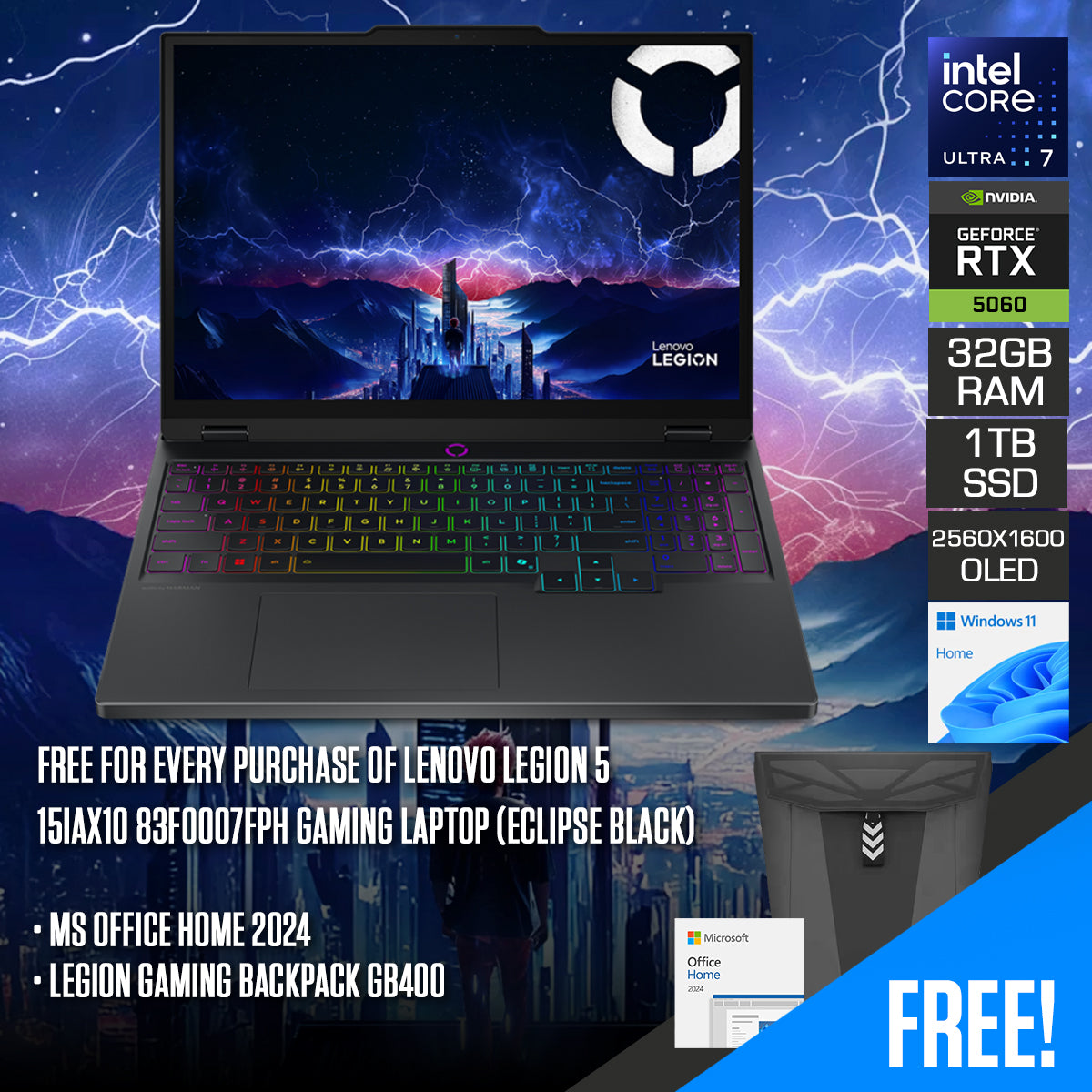 Lenovo Legion 5 15IAX10 83F0007FPH Gaming Laptop (Eclipse Black)