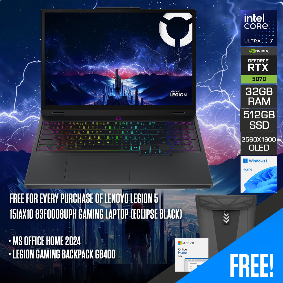 Lenovo Legion 5 15IAX10 83F0008UPH Gaming Laptop (Eclipse Black)